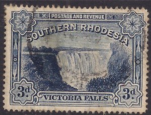 Southern Rhodesia 1935 - 41 KGV 3d Blue Victoria Fall used SG 35b ( F691 )