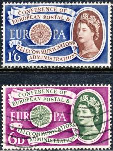 Great Britain UK 1960 Sc 377-8 Europa CEPT Wheel Stamp Used