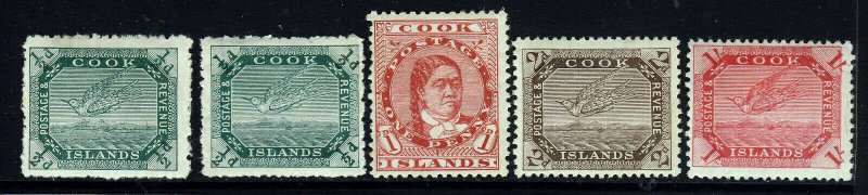 COOK ISLANDS 1913 to 1919 A Part Set to 1/-. SG 39 to SG 46 MINT