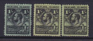 FALKLAND ISLANDS 1929-36 1s green hinged mint x - 37325