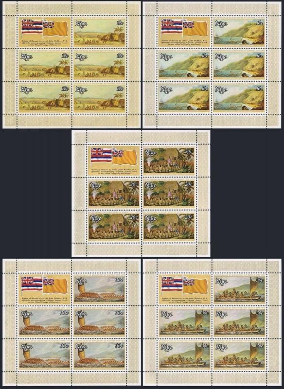 Niue 214-218 sheets,MNH.Michel 193-197. Discovery by Captain James Cook,1978.