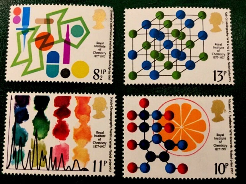 Great Britain 1977 - Chemists Nobel Prize Winners-  M-H set # 806-809