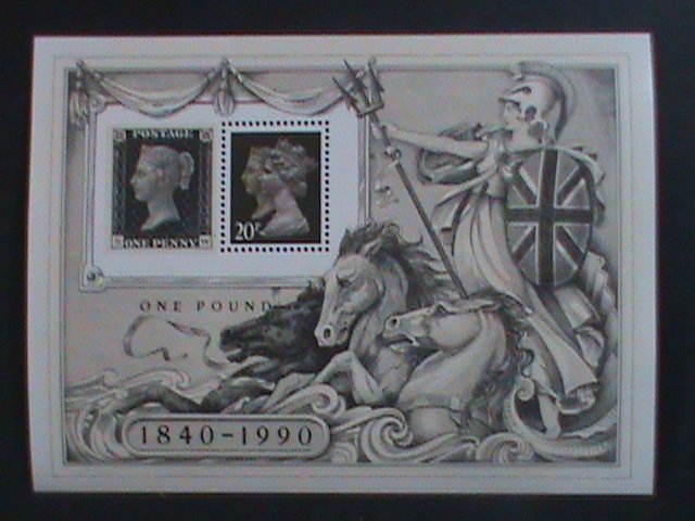 GREAT BRITAIN -BLACK PENNY ON STAMP ON STAMP S/S -MNH - WE SHIP TO WORLD WIDE