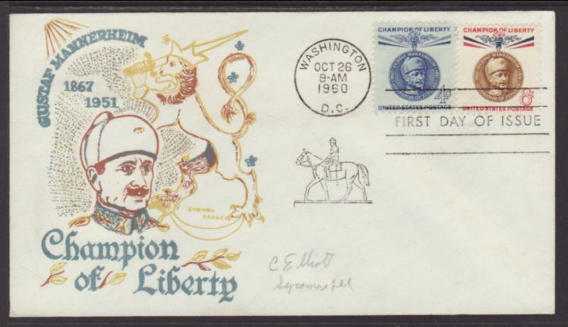 US 1165-1166 Mannerheim C Henry Pencil FDC