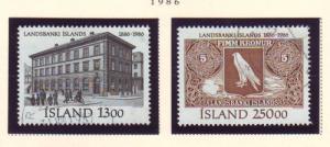 Iceland Sc 626-7 1986 National Bank stamp set used