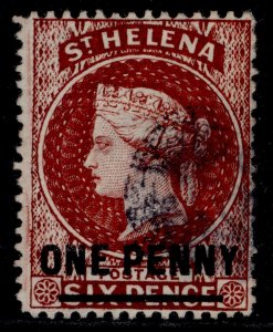 ST. HELENA QV SG27, 1d lake, FINE USED. Cat £20.