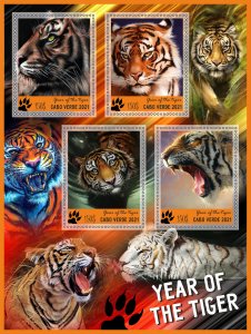 Stamps. Year of the Tiger  2022 year 1+1 sheets perf  Cabo Verde