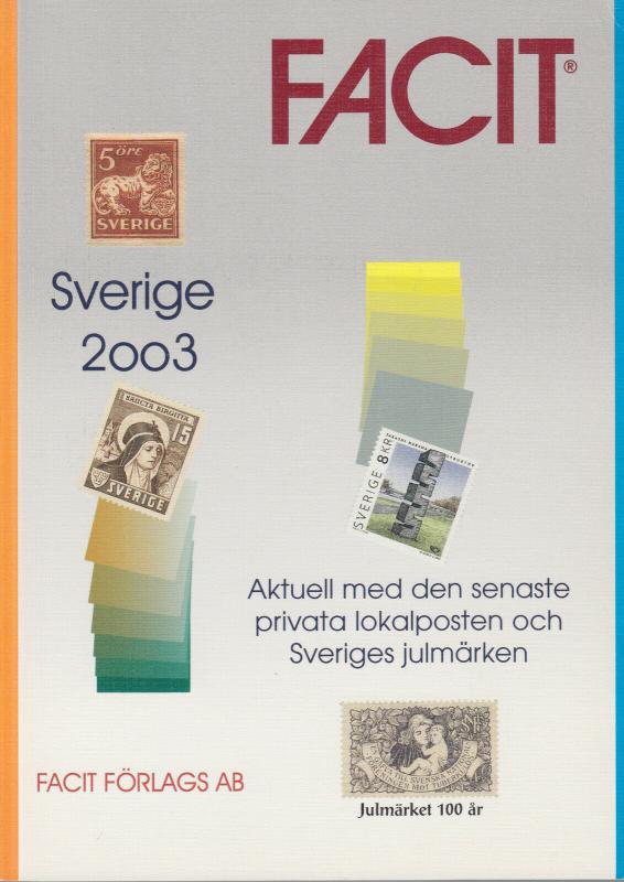 Facit, Sweden 2003 Stamp catalog, includes Locals and Christmas Issues, NEW