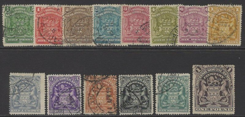 RHODESIA SG75/90 1898-908 DEFINITIVE SET USED