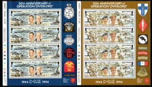 ISLE OF MAN 1994 D-Day Anniversary Sheets; Scott 600-07, SG 606-13 MNH