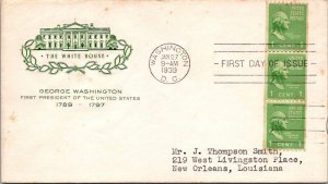 FDC 1939 SC #804b Farnam Cachet - Washington DC - Strip Of 3 (Vert) - J742