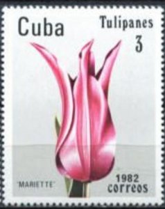 CUBA Sc# 2495  TULIPS flowers MARIETTE   3c 1982  MNH