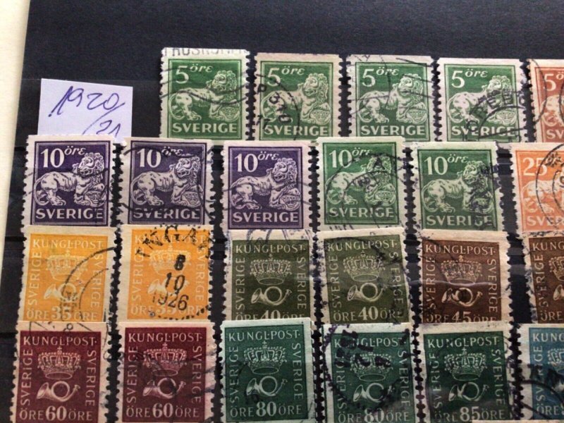 Sweden 1920 to 1921  used stamps A12937