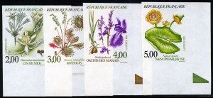 France, 1950-Present #2298-2301 (YT 2766-2769) Cat€92, 1992 Flowers, imperf...