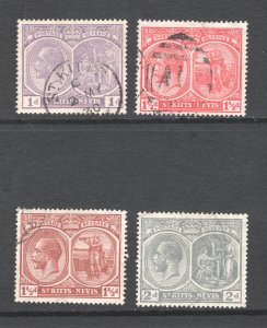 St. Kitts-Nevis, Scott #39-42   VF, Used, George V, CV $3.60  ..... 6000021