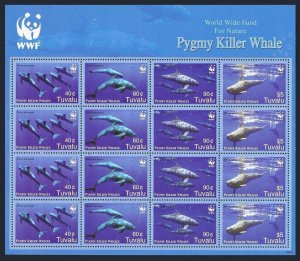 Tuvalu 1022 ad sheet,MNH. WWF 2006.Pygmy killer whales.