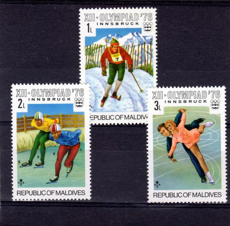 Maldive Islands 1976 Olympics Short Set (3) Sc#613/5 X 10 