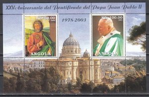 Angola, 2003 Cinderella issue. Pope John Paul II sheet of 2. ^