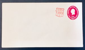 United States #U538 2¢ + 2¢ Washington Envelope (1958). #6 envelope. Mint