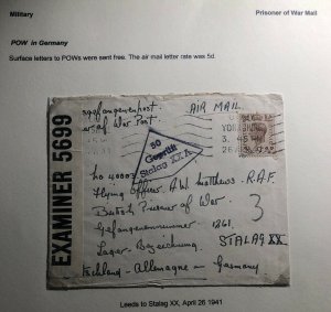 1941 Leeds England Censored Cover To British POW Prisoner War Stalag 20 Germany