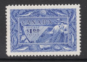 Canada Sc 302 MLH. 1951 bright ultra $1.00 Fishing, fresh, bright, LH