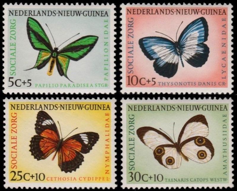 ✔️ NETHERLANDS NEW GUINEA 1960 - FAUNA BUTTERFLIES - MI. 63/66 ** MNH