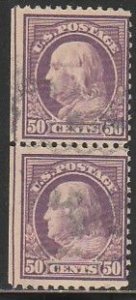 U.S. 517, 50¢ FRANKLIN, USED VERTICAL PAIR. F-VF. (910)