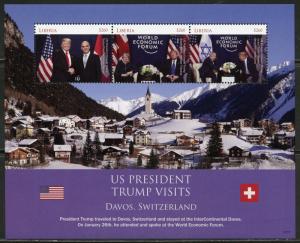 LIBERIA 2018  PRESIDENT  TRUMP VISITS DAVOS SWITZERLAND SHEET MINT NH