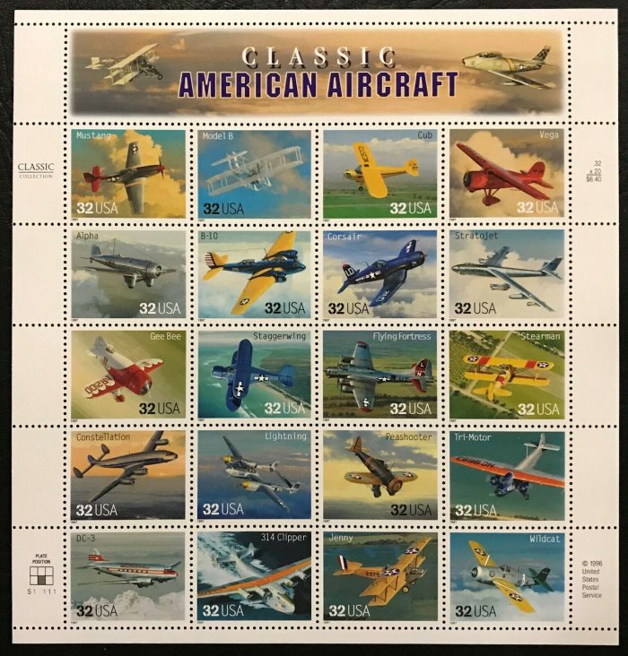 US #3142, 32c Aircraft, Sheet, VF mint never hinged, fresh   STOCK PHOTO