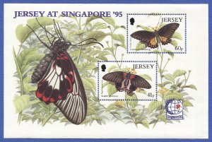 GB JERSEY 1995 Sc 731a MNH Butterflys s/s, VF, Jersey at Singapore '95