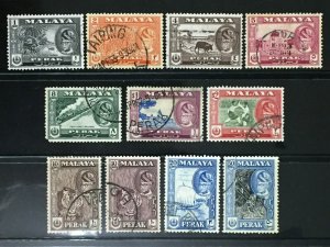 MALAYA 1957-1961 PERAK Sultan Yussuf Izzuddin Shah Definitive 11V Used M3217