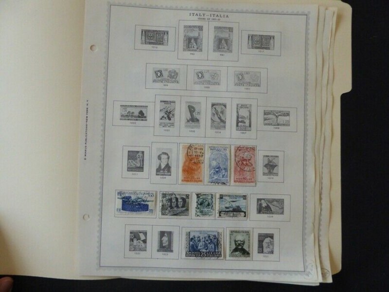 Italy 1951-1958 Stamp Collection on Album Pages