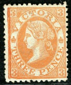 Australia States VICTORIA QV SG.143b 3d Bright Orange (1873) Mint RARE ABLUE14