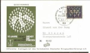 Germany 1969 Crosses German War Graves Commisson Sc 999 Cover ++B988-58