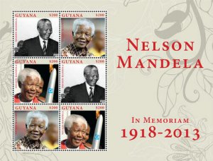 Guyana - 2013 - President Nelson Mandela In Memoriam - Sheet Of 6 - MNH