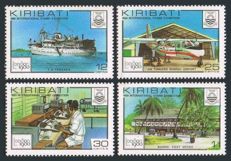 Kiribati 352-355,355a sheet,MNH.Michel 349-352,Bl.7. LONDON-1980.Ship,Plane.