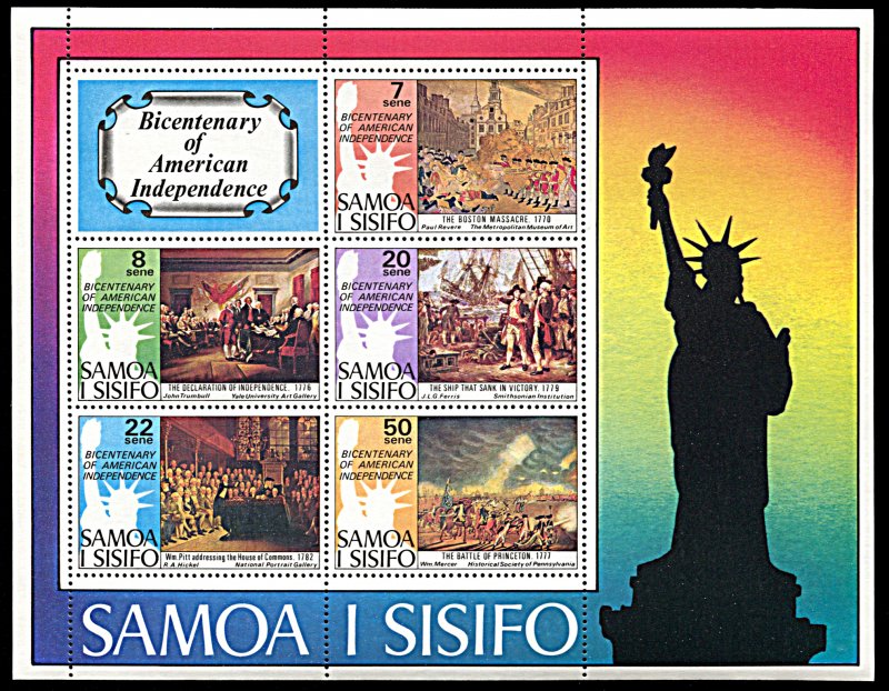 Samoa 432a, MNH, United States Bicentennial souvenir sheet