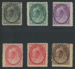 Canada - group of 6 mint Queen Victoria numerals - Cat $427.50 Mixed Condition