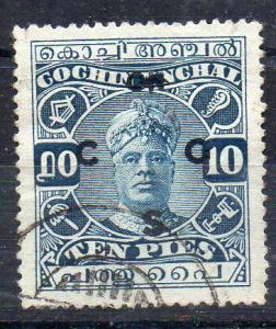 INDIA - COCHIN - RAMA VARMA II -  10 PIES - SERVICE STAMP - 1918 - Used -