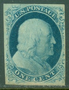 EDW1949SELL : USA 1857 Scott #8 VF, Used. Very Light cancel. Sound. Cat $1,600. 