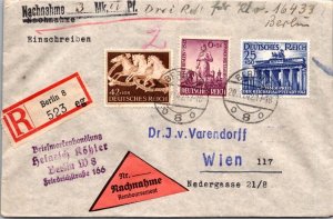 SCHALLSTAMPS GERMANY 1942 POSTAL HISTORY REG COVER ADDR WIEN CANC BERLIN