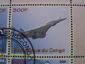 CONGO-2009-WORLD FAMOUS CONCORDE PLANES- CTO S/S VF-WE SHIP TO WORLD WIDE