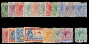 Bahamas #100-113 Cat$126.90, 1938-46 George VI, complete set, hinged