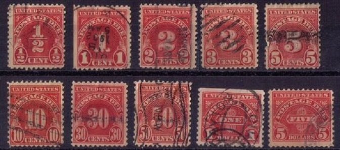 US SCOTT #J69-J78 USEDA COMPLETE SET,POSTAGE DUE,F-VF