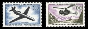 France, Air Post #C35-36 (YT PA36-37) Cat€112, 1957-59 500f and 100f, never...