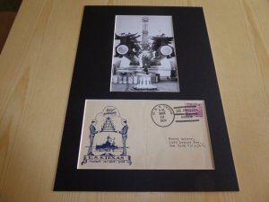 U.S.S. Texas Navy photograph and 1934 USA Cover mount matte A4