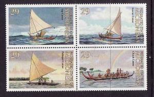 Micronesia-Sc#176a-unused NH block of 4-Pacific Canoes-