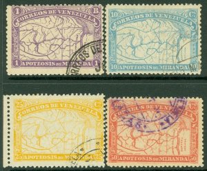 EDW1949SELL : VENEZUELA 1896 Scott #138-41 Very Fine, Used. Nice cancels Cat $63