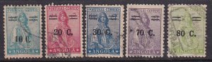 Angola (1934) Sc 263-7 used complete Ceres set surcharged