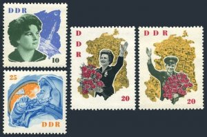 Germany-GDR 673-676, MNH. Michel 993-996. Tereshkova & Yuri Gagarin, visit 1963.